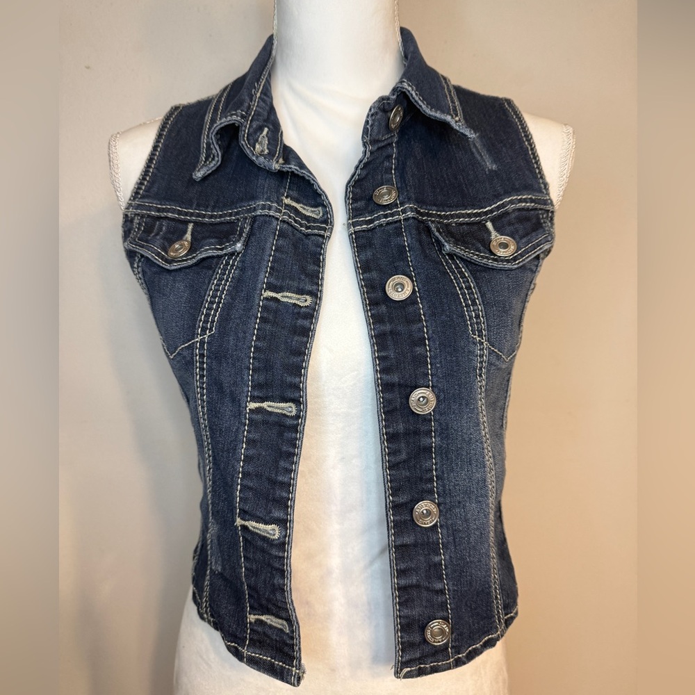 Amethyst Denim Button Up Collared Vest